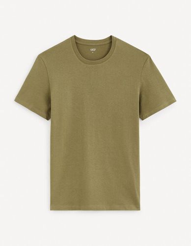 T-shirt col rond en coton - kaki foncé - celio - Modalova