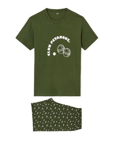 Pyjama short en en coton - vert - camaieu - Modalova