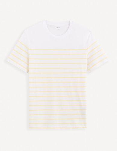 T-shirt col rond 100% coton -jaune - celio - Modalova