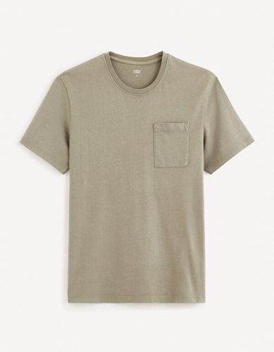 T-shirt col rond 100% coton - kaki - celio - Modalova