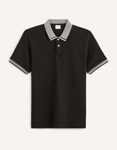 Polo jersey regular en coton - noir - celio - Modalova