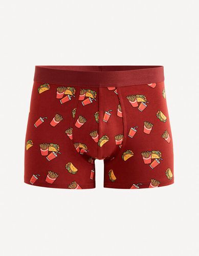 Boxer motifs fast food coton stretch - rouge - celio - Modalova