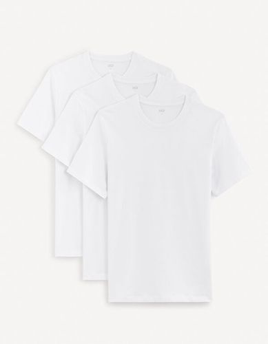 Lot de 3 t-shirt en coton - blanc - celio - Modalova