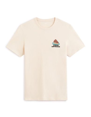 T-shirt col rond en coton - beige - celio - Modalova