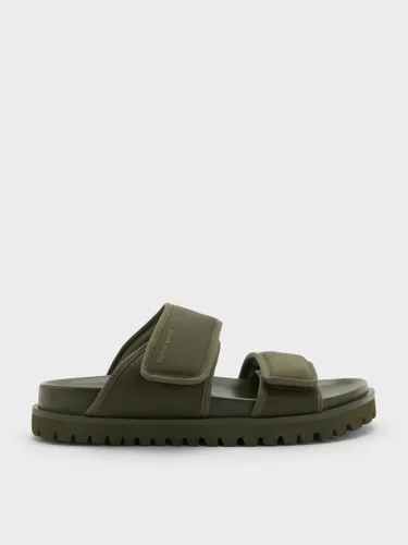Sandales compensées plates à double bride en nylon - Charles & Keith - Modalova