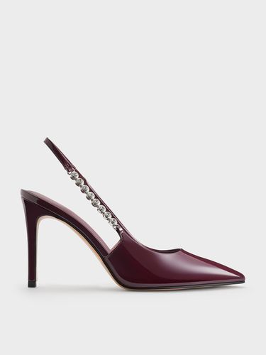 Charles & Keith - Escarpins en cuir verni à bride arrière et lanière strassée Flores - Charles & Keith - Modalova