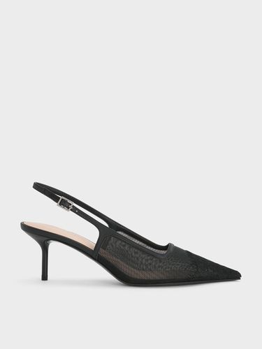 Charles & Keith - Escarpins en maille et dentelle à bride arrière et bout pointu - Charles & Keith - Modalova