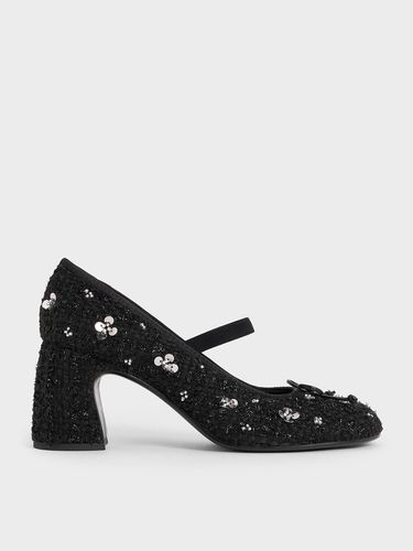 Charles & Keith - Escarpins Mary Jane en tweed orné de fleurs en sequins Mino - Charles & Keith - Modalova