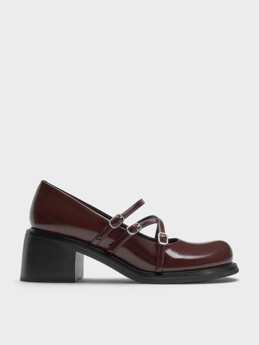 Charles & Keith - Mary Janes vernies à triple bride croisée et talon carré - Charles & Keith - Modalova