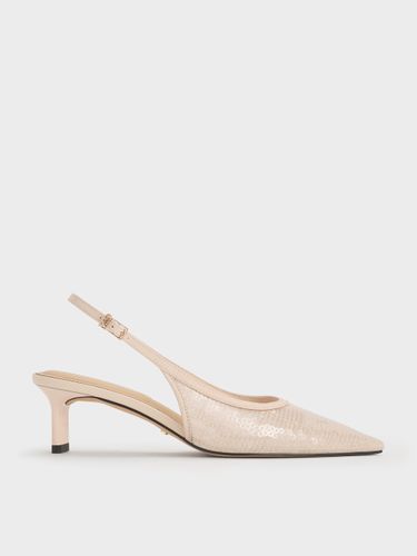Charles & Keith - Escarpins en maille à sequins et cuir à talon de chaton et bride arrière - Charles & Keith - Modalova