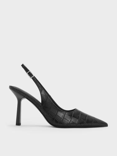Escarpins effet croco à bride arrière et bout pointu - Charles & Keith - Modalova