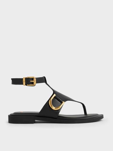 Charles & Keith - Sandales tongs en cuir à bride de cheville Gabine - Charles & Keith - Modalova