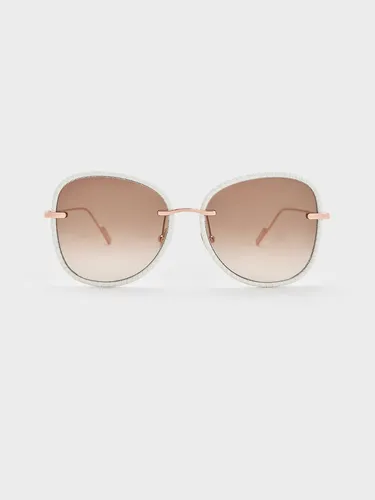 Charles & Keith - Lunettes de soleil papillon à monture tressée en cuir - Charles & Keith - Modalova