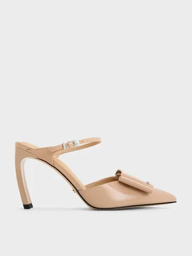 Charles & Keith - Mules à talon en cuir verni avec noeud Lu - Charles & Keith - Modalova