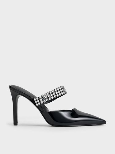 Mules à talons vernies avec ornements cristaux - Charles & Keith - Modalova