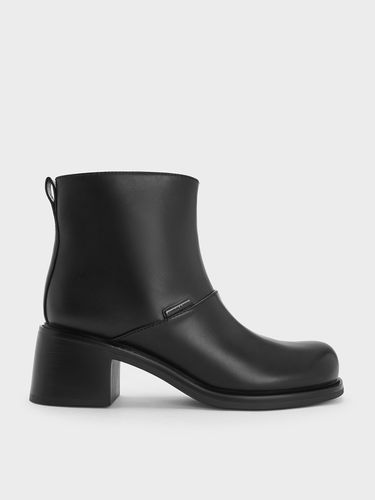 Charles & Keith - Bottines à talon bloc et bordure en surpiqûres - Charles & Keith - Modalova