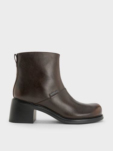 Charles & Keith - Bottines à talon bloc et bordure en surpiqûres - Charles & Keith - Modalova