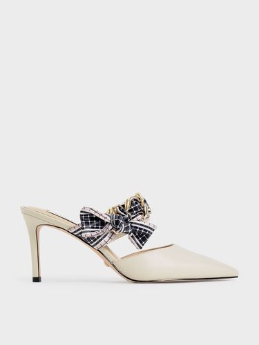 Charles & Keith - Mules en cuir avec nœud en tissu imprimé - Charles & Keith - Modalova