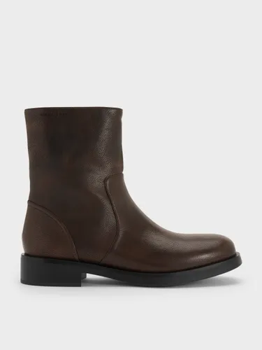 Bottines polies à fermeture éclair latérale - Charles & Keith - Modalova