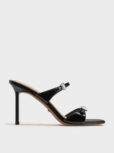 Charles & Keith - Sandales vernies en cuir à talon à boucle strassée et double lanières - Charles & Keith - Modalova