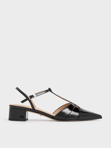 Charles & Keith - Escarpins salomés en cuir à talon carré - Charles & Keith - Modalova