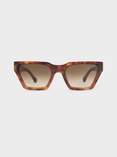 Charles & Keith - Lunettes de soleil angulaires de tortue en acétate recyclé - Charles & Keith - Modalova