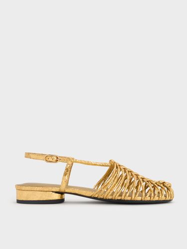 Charles & Keith - Sandales tressées à bride arrière et effet métallique froncé - Charles & Keith - Modalova