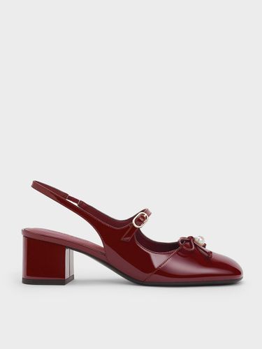 Charles & Keith - Escarpins Mary Jane vernis à bride arrière ornés d'une perle et d'un nœud - Charles & Keith - Modalova