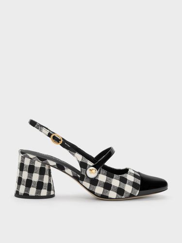 Charles & Keith - Escarpins en vichy avec perle et bride arrière - Charles & Keith - Modalova