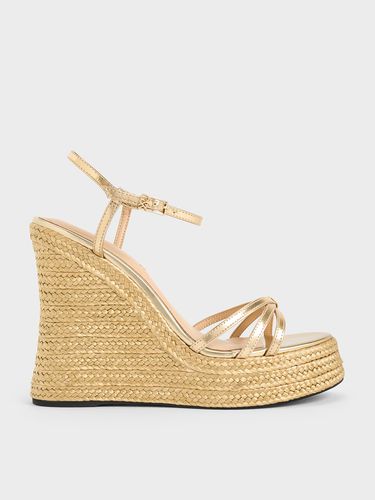 Charles & Keith - Espadrilles compensées à lanières en cuir métallisé - Charles & Keith - Modalova