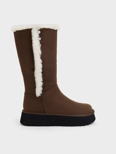 Boots Platform Bordées de Fourrure en Suédine Synthétique Floyd - Charles & Keith - Modalova