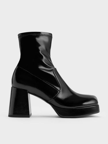 Charles & Keith - Bottes vernies froncées à talon carré - Charles & Keith - Modalova