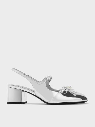 Charles & Keith - Escarpins Mary Jane métallisés à bride arrière ornés d'une perle et d'un nœud - Charles & Keith - Modalova