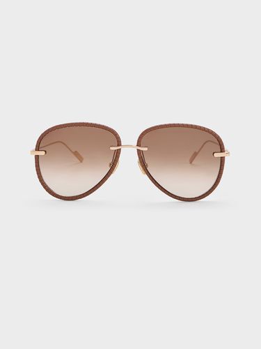 Charles & Keith - Lunettes de soleil aviateur à monture tressée en cuir - Charles & Keith - Modalova