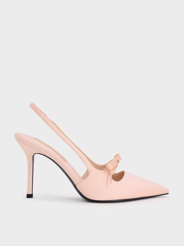 Charles & Keith - Escarpins en satin à bride arrière et bout pointu ornés d'un nœud - Charles & Keith - Modalova