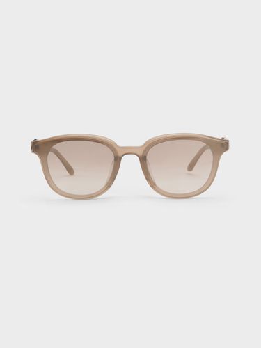 Lunettes de Soleil Carrées ornées de Cristaux Roux - Charles & Keith - Modalova