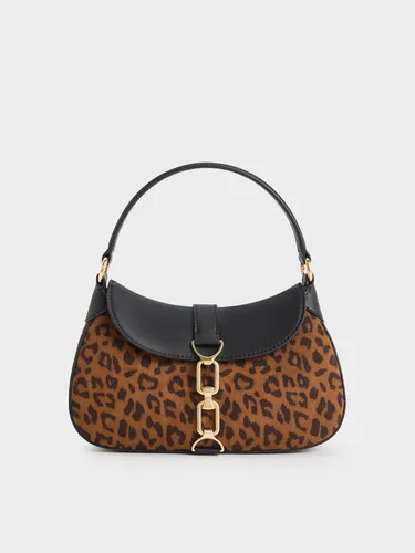 CHARLES & KEITH - Sac hoho à imprimé léopard et détail en chaîne Agatha - Charles & Keith - Modalova
