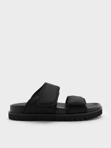 Sandales compensées plates à double bride en nylon - Charles & Keith - Modalova