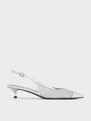 Charles & Keith - Escarpins métalisées en maille à bout contrastant et talon de chaton - Charles & Keith - Modalova