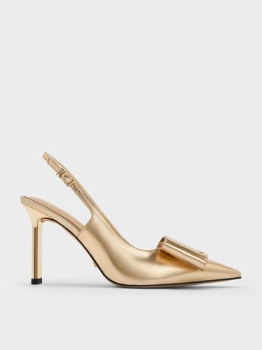 Charles & Keith - Escarpins à bride arrière et talon aiguille en cuir métallisé Lu - Charles & Keith - Modalova