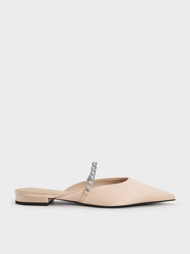 Charles & Keith - Mules métallisées en polyester recyclé à lanière en cristaux - Charles & Keith - Modalova