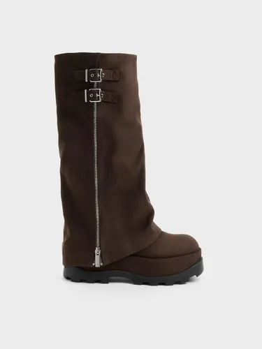 Bottes hautes plateforme en suédine Barron - Charles & Keith - Modalova