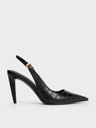 Charles & Keith - Escarpins à bout pointu à talon conique et effet croco - Charles & Keith - Modalova