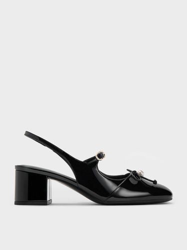 Charles & Keith - Escarpins Mary Jane vernis à bride arrière ornés d'une perle et d'un nœud - Charles & Keith - Modalova
