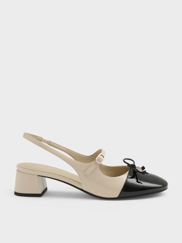 Escarpins slingback vernis à nœud bicolores - Charles & Keith - Modalova