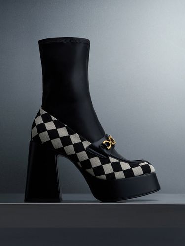 Charles & Keith - Bottines à carreaux à plateforme et détails métalliques - Charles & Keith - Modalova