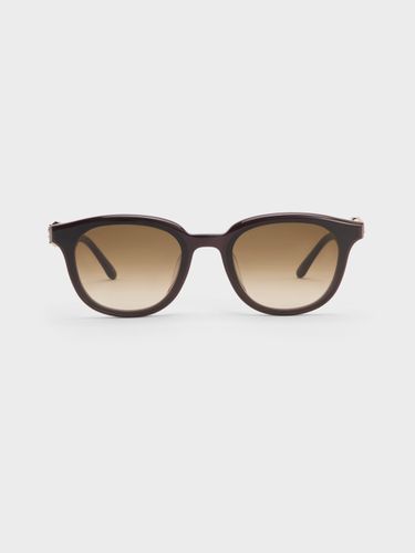 Lunettes de Soleil Carrées ornées de Cristaux Roux - Charles & Keith - Modalova