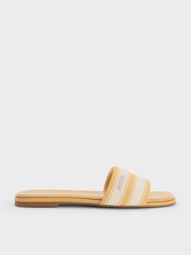 Sandales plates à bout carré rayées - Charles & Keith - Modalova