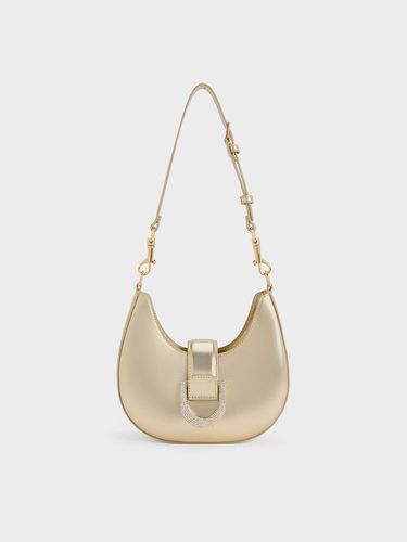 Charles & Keith - Sac hobo en cuir métallisé orné de strass Gabine - Charles & Keith - Modalova