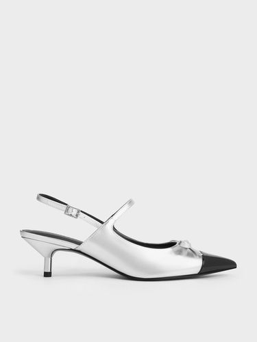 Charles & Keith - Escarpins talon de chaton métallisés à bride arrière et noeud - Charles & Keith - Modalova